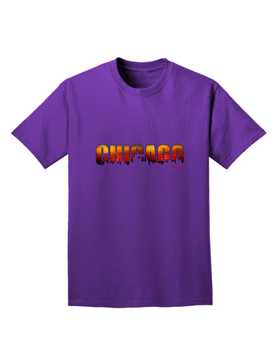 Chicago Skyline Cutout - Sunset Sky Adult Dark T-Shirt by TooLoud-Mens T-Shirt-TooLoud-Purple-Small-Davson Sales