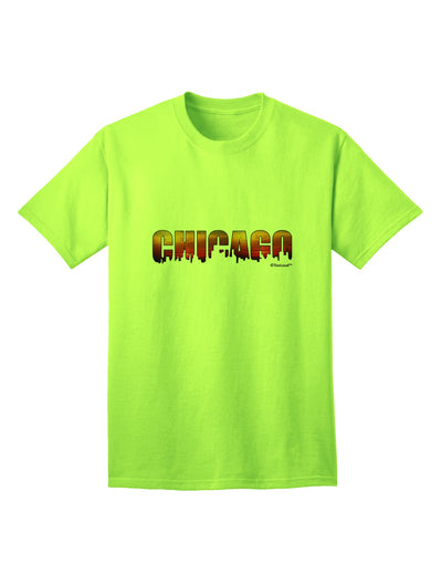 Chicago Skyline Cutout - Sunset Sky Adult T-Shirt: A Captivating Addition to Your Wardrobe by TooLoud-Mens T-shirts-TooLoud-Neon-Green-Small-Davson Sales