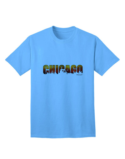Chicago Skyline Cutout - Sunset Sky Adult T-Shirt: A Captivating Addition to Your Wardrobe by TooLoud-Mens T-shirts-TooLoud-Aquatic-Blue-Small-Davson Sales