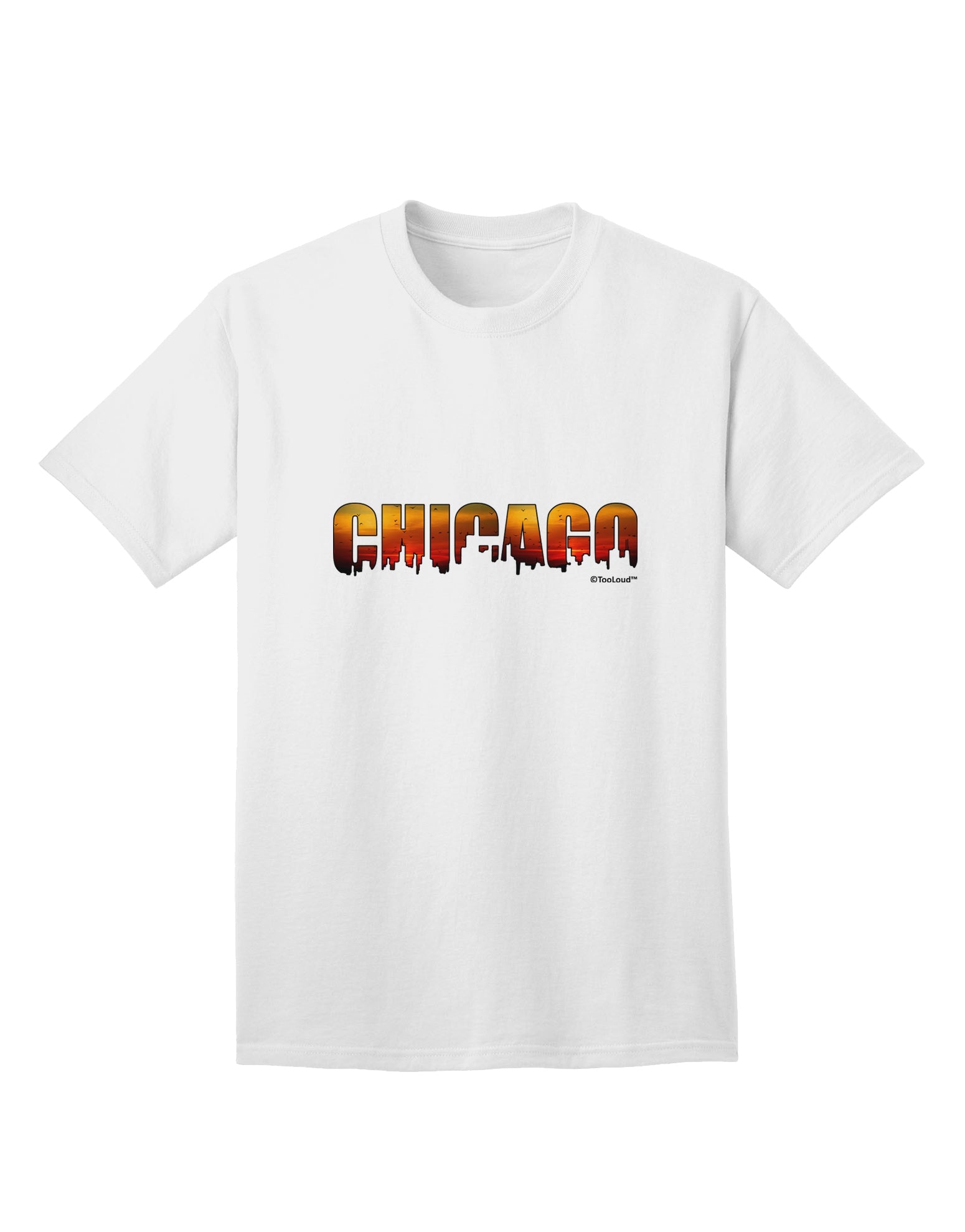 Chicago Skyline Cutout - Sunset Sky Adult T-Shirt: A Captivating Addition to Your Wardrobe by TooLoud-Mens T-shirts-TooLoud-White-Small-Davson Sales
