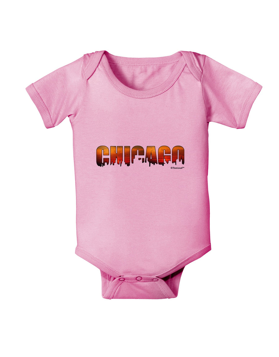 Chicago Skyline Cutout - Sunset Sky Baby Romper Bodysuit by TooLoud-Baby Romper-TooLoud-White-06-Months-Davson Sales