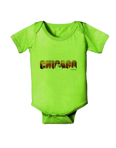 Chicago Skyline Cutout - Sunset Sky Baby Romper Bodysuit by TooLoud-Baby Romper-TooLoud-Lime-Green-06-Months-Davson Sales