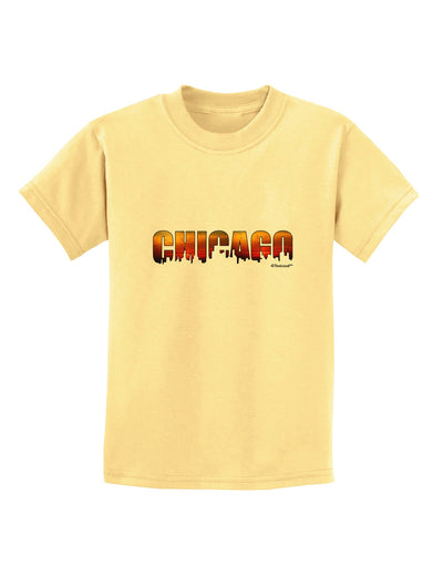 Chicago Skyline Cutout - Sunset Sky Childrens T-Shirt by TooLoud-Childrens T-Shirt-TooLoud-Daffodil-Yellow-X-Small-Davson Sales