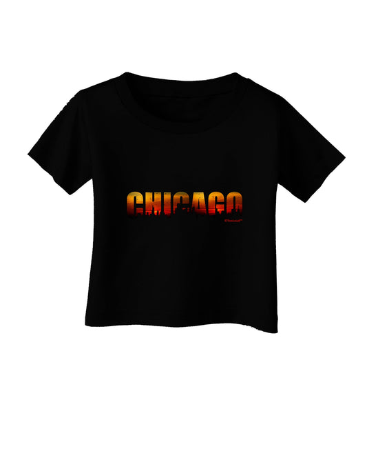 Chicago Skyline Cutout - Sunset Sky Infant T-Shirt Dark by TooLoud-Infant T-Shirt-TooLoud-Black-06-Months-Davson Sales