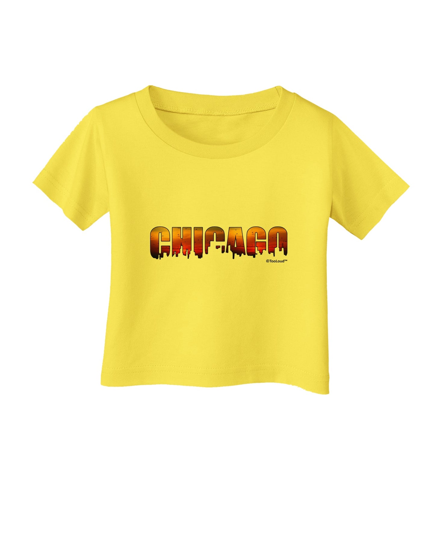 Chicago Skyline Cutout - Sunset Sky Infant T-Shirt by TooLoud-Infant T-Shirt-TooLoud-Yellow-06-Months-Davson Sales