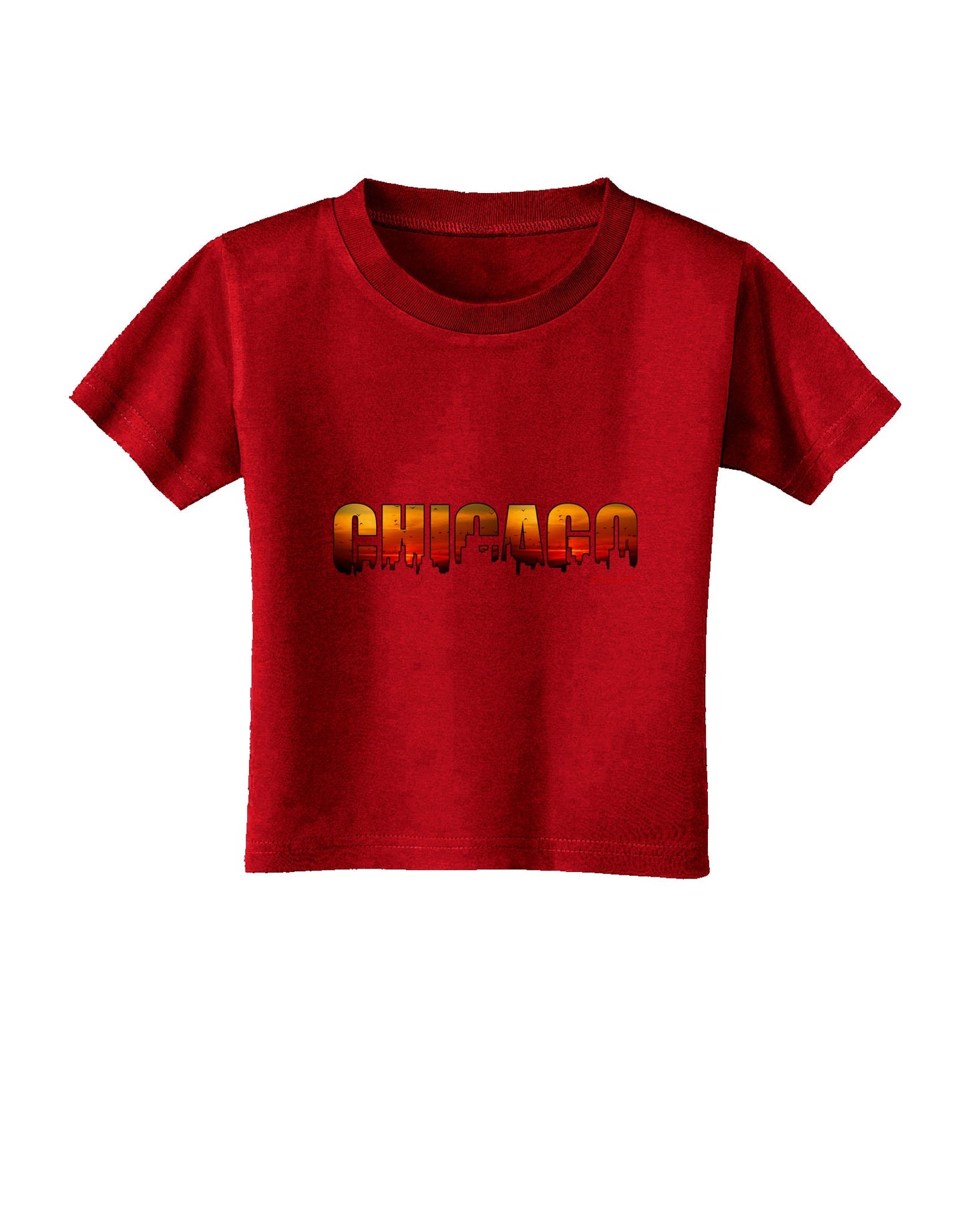 Chicago Skyline Cutout - Sunset Sky Toddler T-Shirt Dark by TooLoud-Toddler T-Shirt-TooLoud-Red-2T-Davson Sales