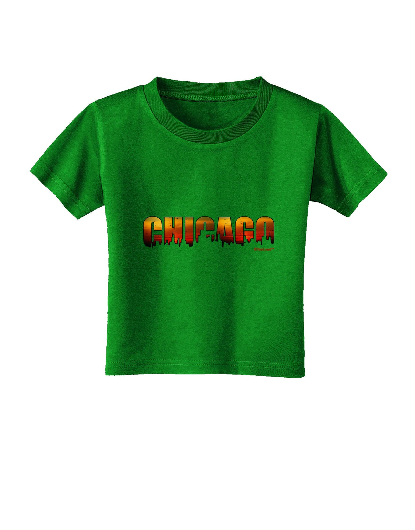 Chicago Skyline Cutout - Sunset Sky Toddler T-Shirt Dark by TooLoud-Toddler T-Shirt-TooLoud-Clover-Green-2T-Davson Sales