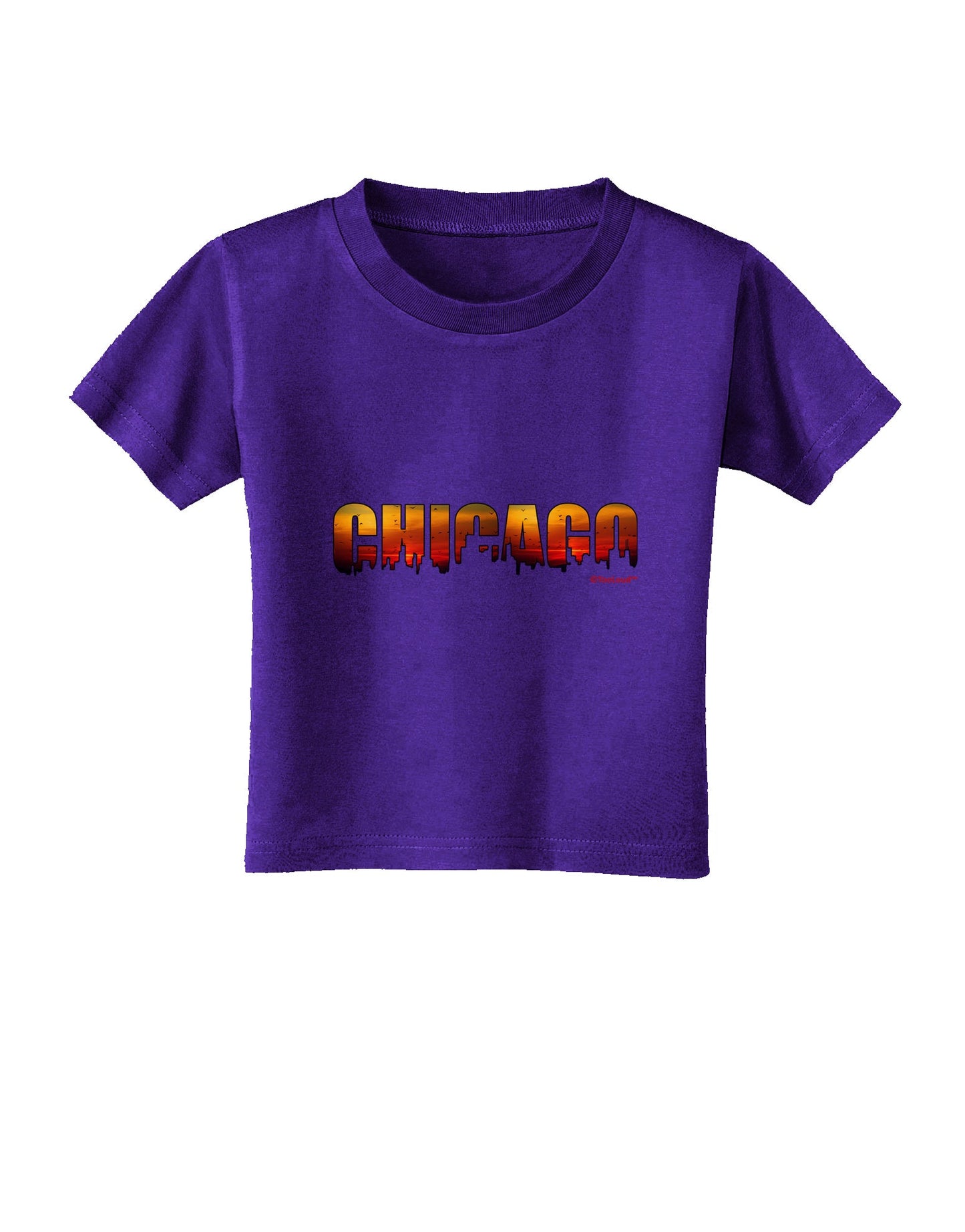 Chicago Skyline Cutout - Sunset Sky Toddler T-Shirt Dark by TooLoud-Toddler T-Shirt-TooLoud-Purple-2T-Davson Sales