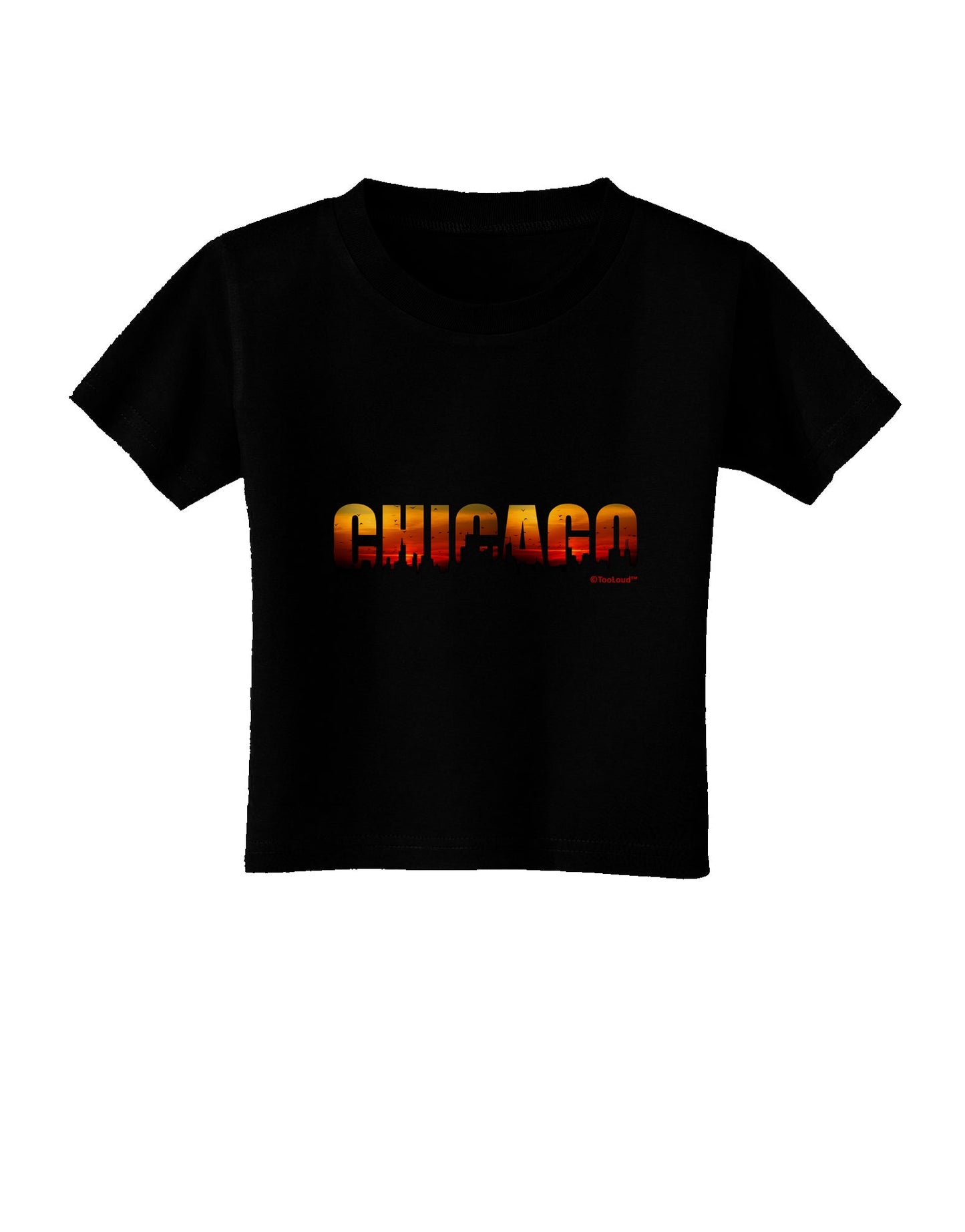 Chicago Skyline Cutout - Sunset Sky Toddler T-Shirt Dark by TooLoud-Toddler T-Shirt-TooLoud-Black-2T-Davson Sales