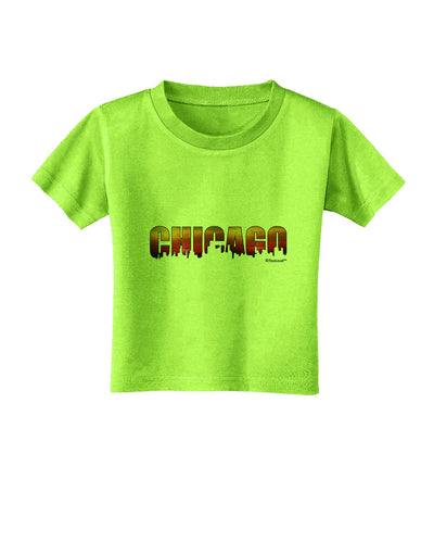 Chicago Skyline Cutout - Sunset Sky Toddler T-Shirt by TooLoud-Toddler T-Shirt-TooLoud-Lime-Green-2T-Davson Sales
