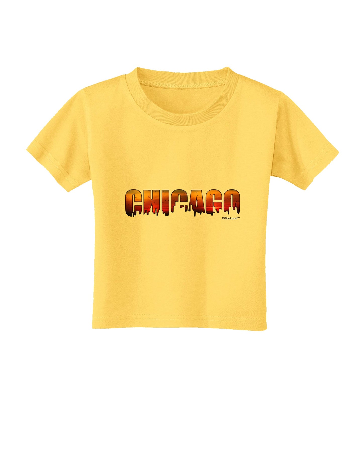 Chicago Skyline Cutout - Sunset Sky Toddler T-Shirt by TooLoud-Toddler T-Shirt-TooLoud-Yellow-2T-Davson Sales