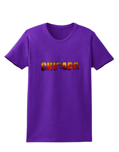 Chicago Skyline Cutout - Sunset Sky Womens Dark T-Shirt by TooLoud-Womens T-Shirt-TooLoud-Purple-X-Small-Davson Sales