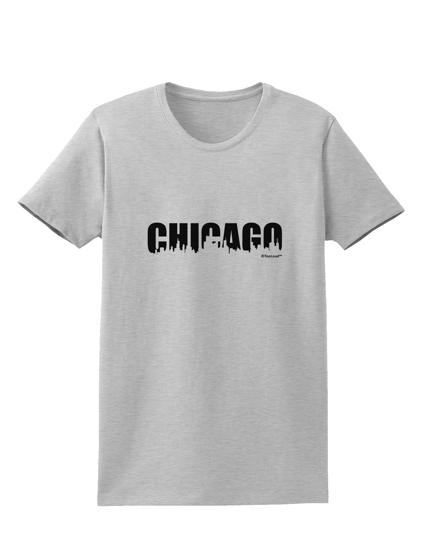 Chicago Skyline Cutout Womens T-Shirt by TooLoud-Womens T-Shirt-TooLoud-AshGray-X-Small-Davson Sales