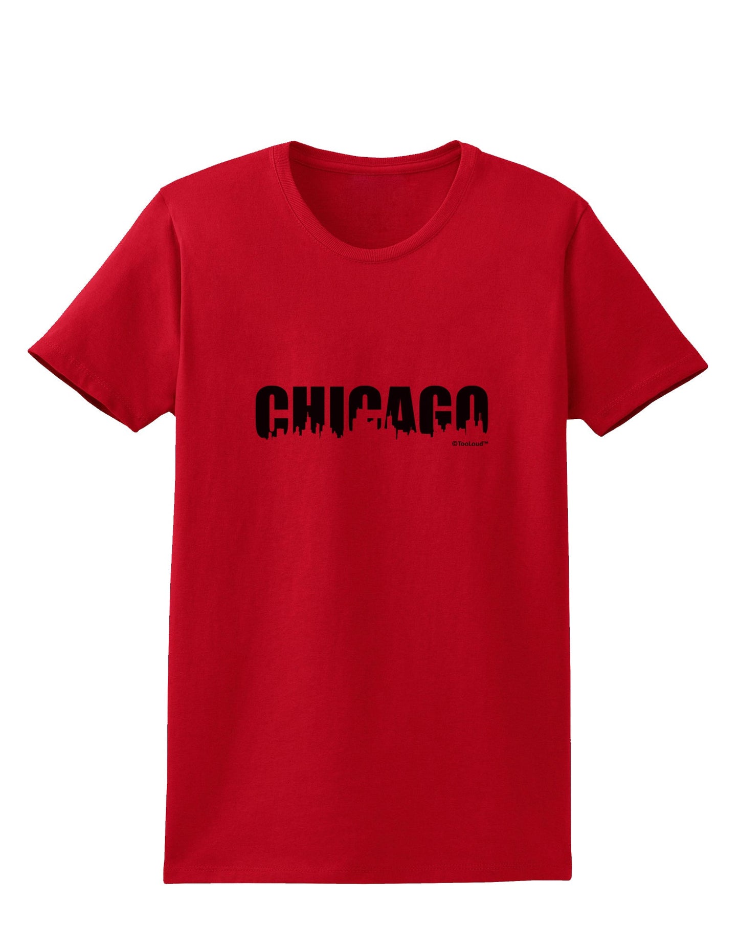 Chicago Skyline Cutout Womens T-Shirt by TooLoud-Womens T-Shirt-TooLoud-Red-X-Small-Davson Sales