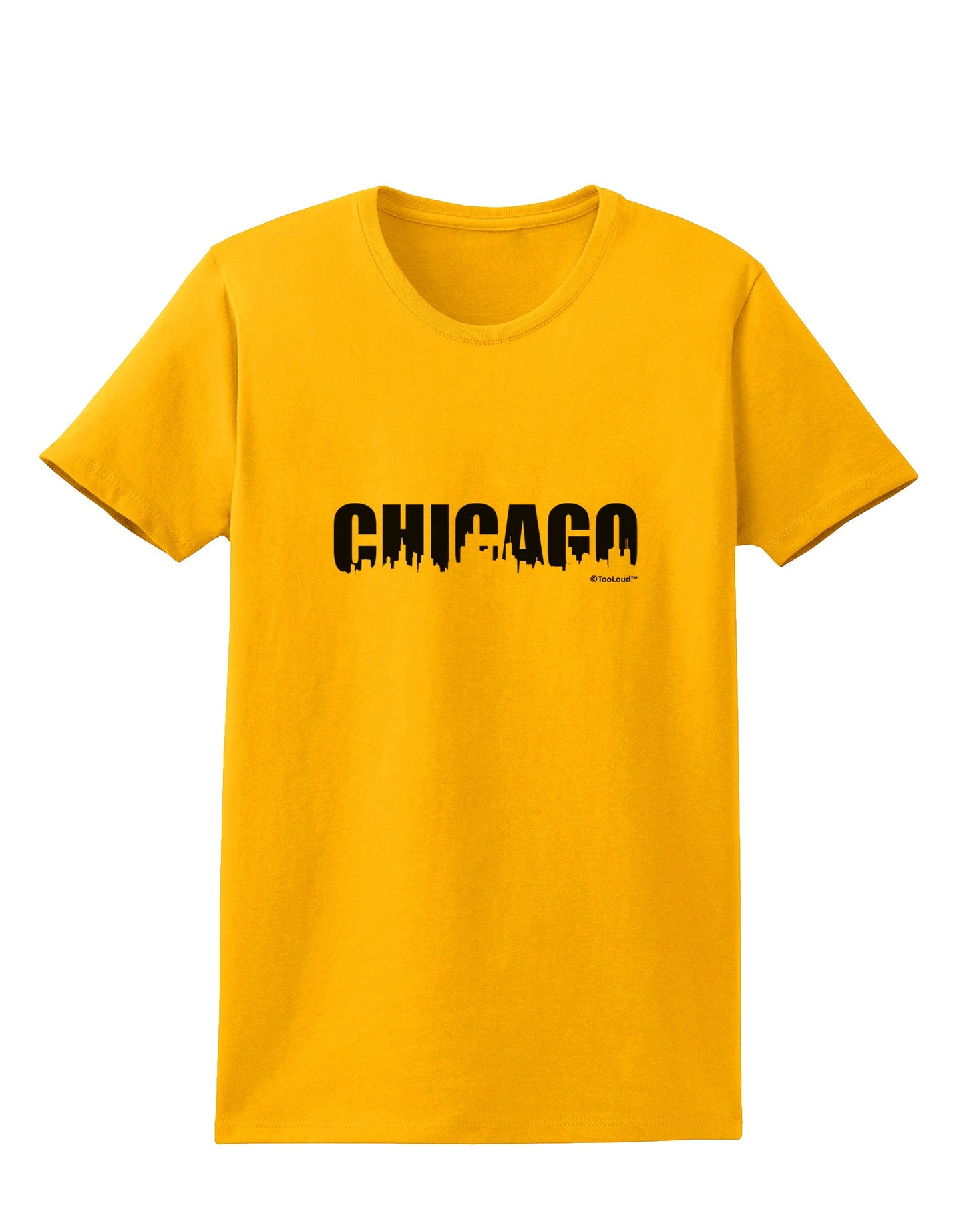 Chicago Skyline Cutout Womens T-Shirt by TooLoud-Womens T-Shirt-TooLoud-Gold-X-Small-Davson Sales