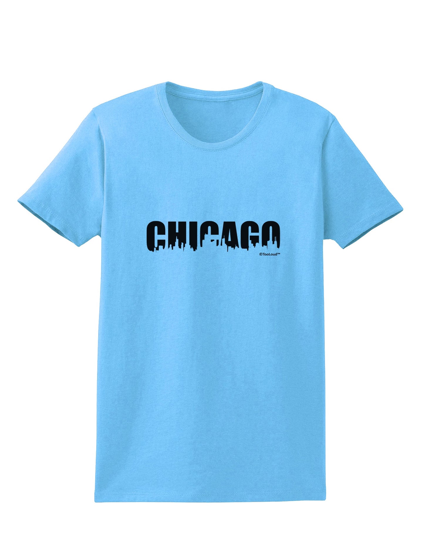 Chicago Skyline Cutout Womens T-Shirt by TooLoud-Womens T-Shirt-TooLoud-Aquatic-Blue-X-Small-Davson Sales