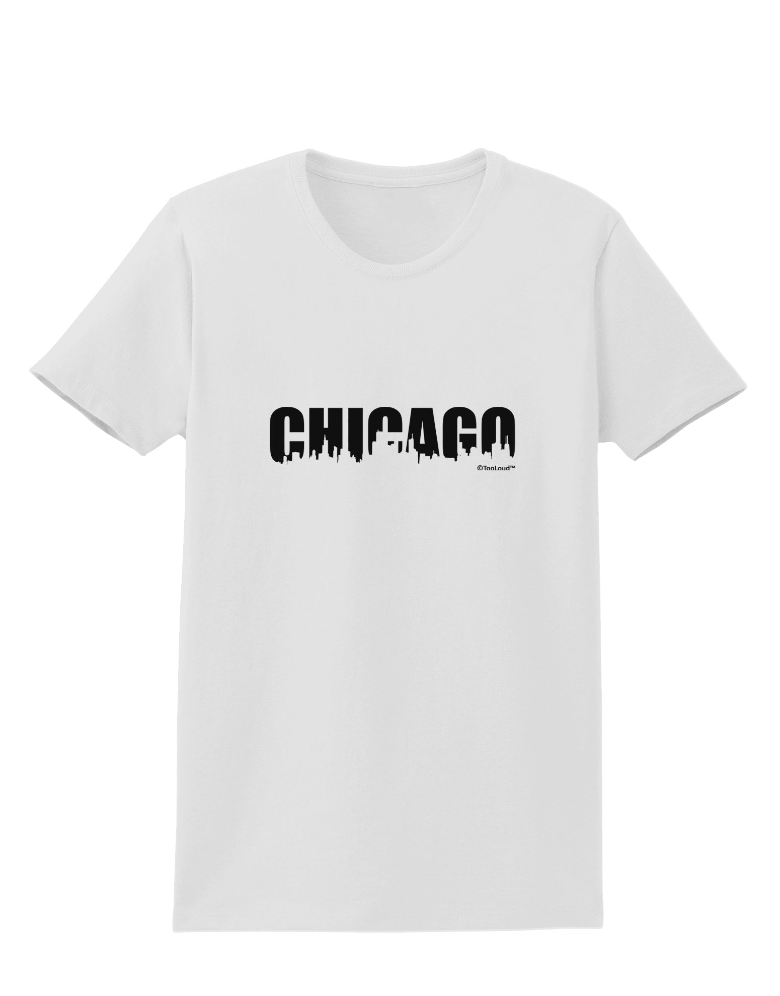 Chicago Skyline Cutout Womens T-Shirt by TooLoud-Womens T-Shirt-TooLoud-White-X-Small-Davson Sales