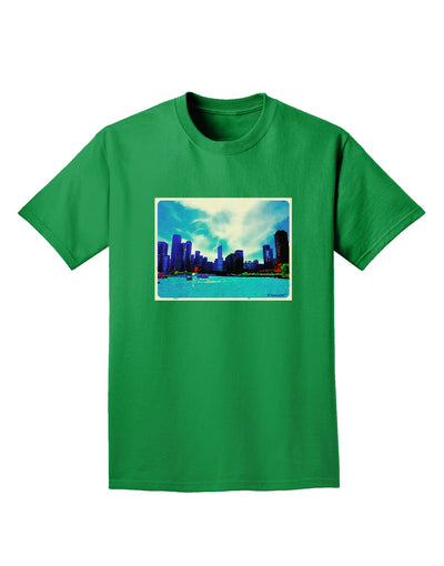 Chicago Skyline Watercolor Adult Dark T-Shirt-Mens T-Shirt-TooLoud-Kelly-Green-Small-Davson Sales