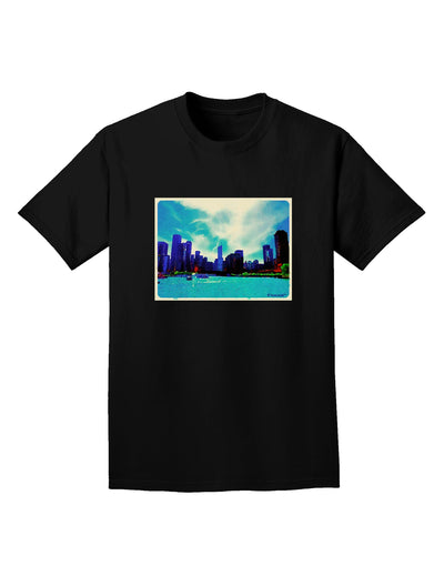 Chicago Skyline Watercolor Adult Dark T-Shirt-Mens T-Shirt-TooLoud-Black-Small-Davson Sales