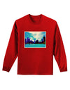 Chicago Skyline Watercolor Adult Long Sleeve Dark T-Shirt-TooLoud-Red-Small-Davson Sales