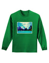 Chicago Skyline Watercolor Adult Long Sleeve Dark T-Shirt-TooLoud-Kelly-Green-Small-Davson Sales