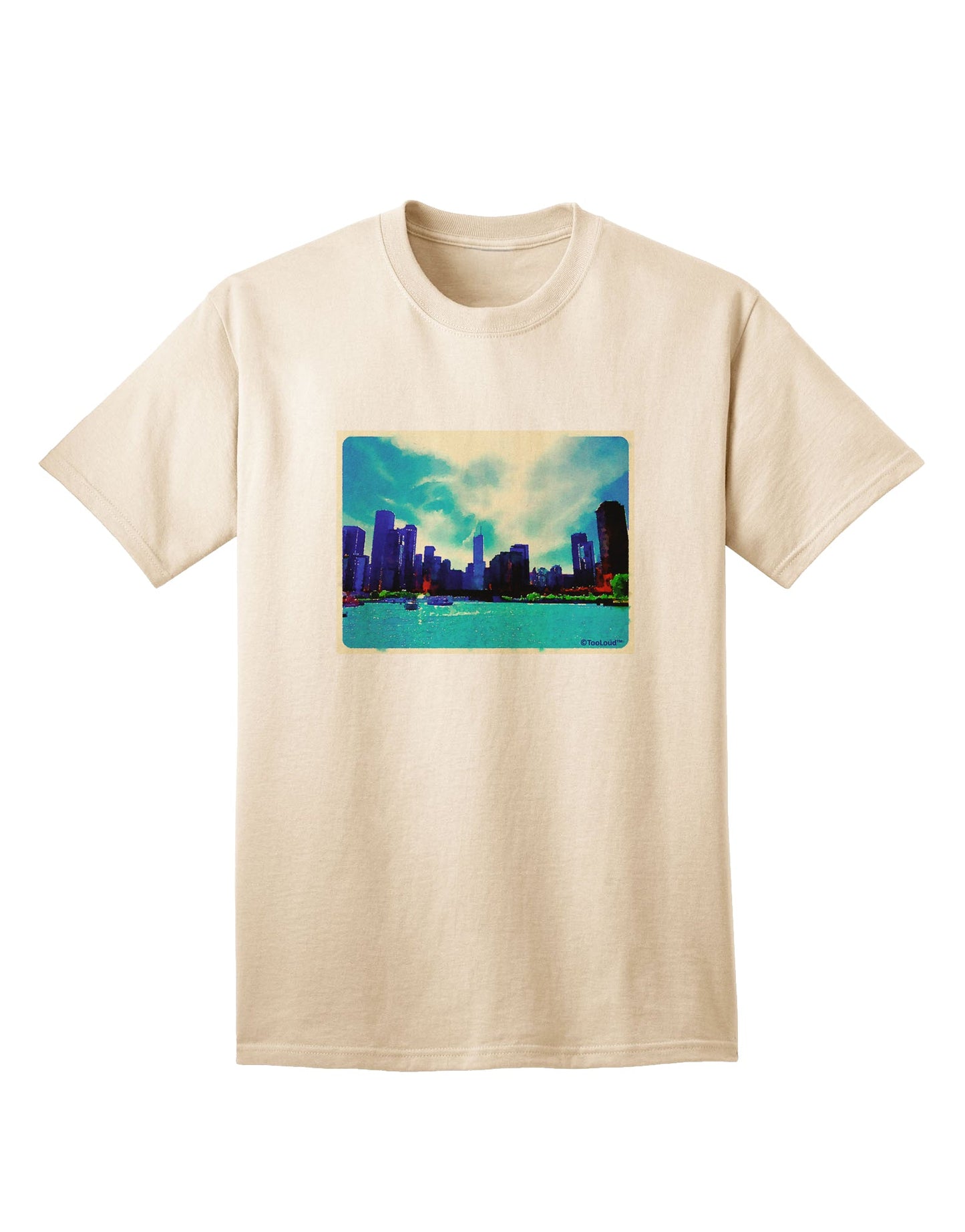 Chicago Skyline Watercolor Adult T-Shirt-Mens T-Shirt-TooLoud-Natural-Small-Davson Sales
