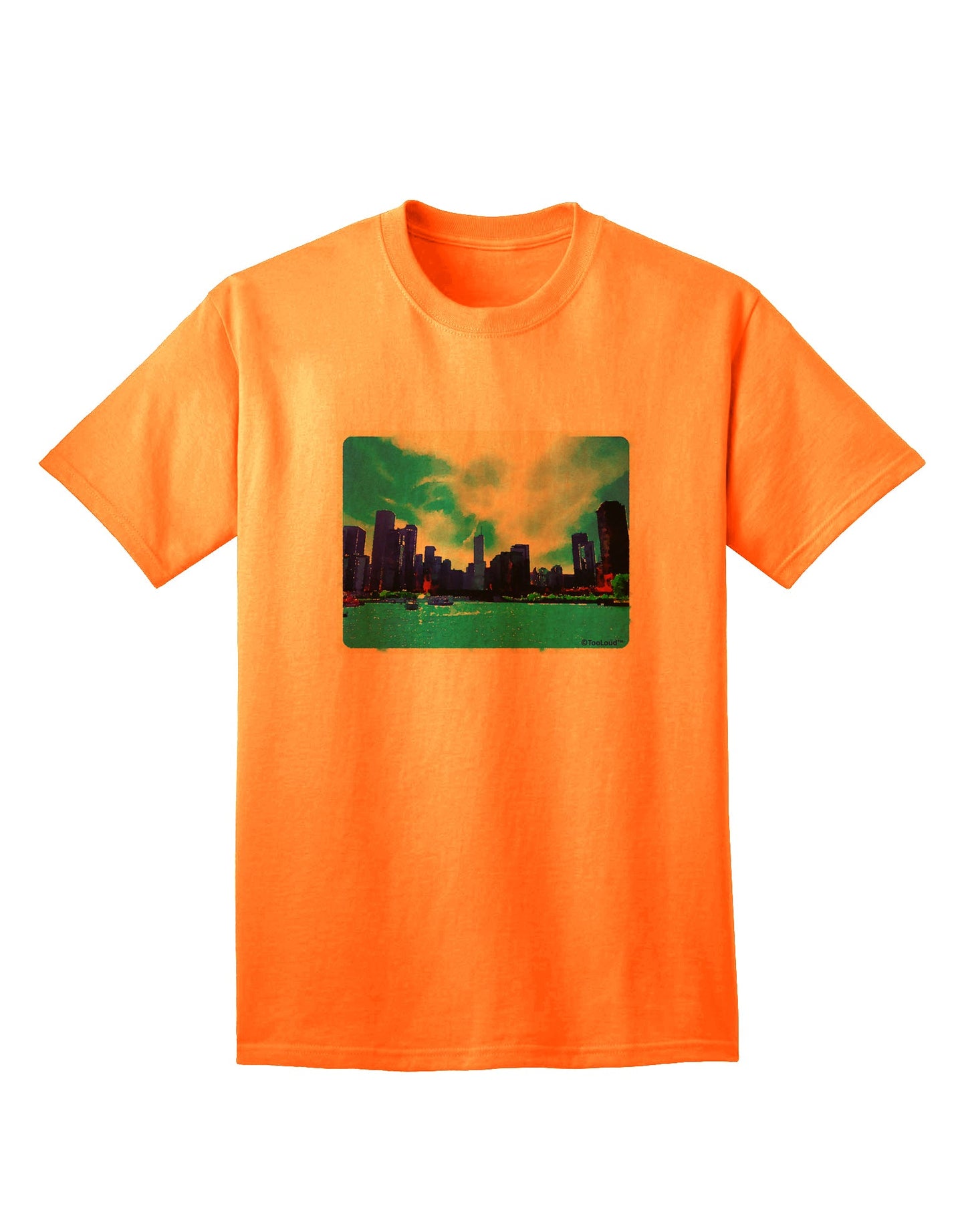 Chicago Skyline Watercolor Adult T-Shirt-Mens T-Shirt-TooLoud-White-Small-Davson Sales