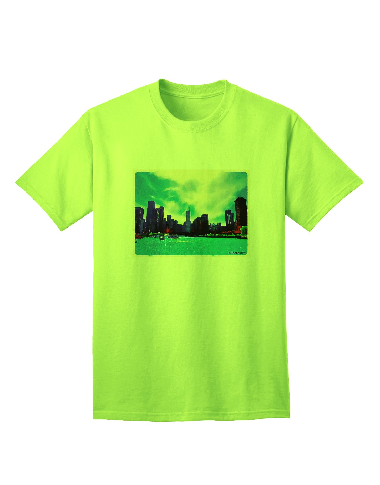 Chicago Skyline Watercolor Adult T-Shirt-Mens T-Shirt-TooLoud-White-Small-Davson Sales