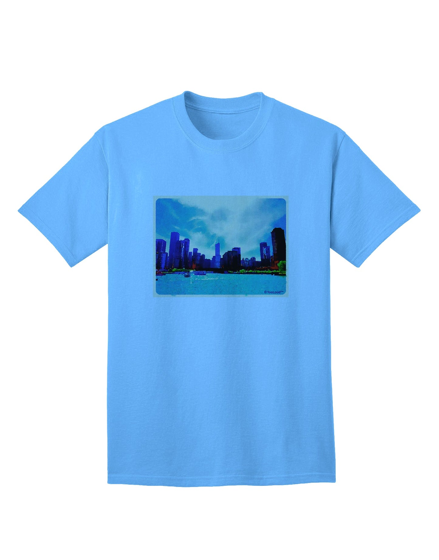 Chicago Skyline Watercolor Adult T-Shirt-Mens T-Shirt-TooLoud-White-Small-Davson Sales