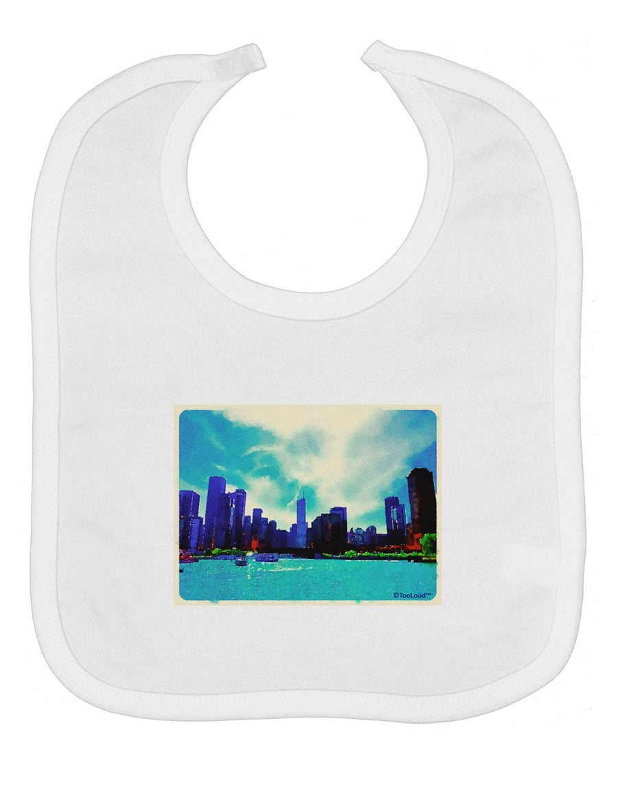 Chicago Skyline Watercolor Baby Bib