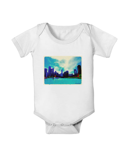 Chicago Skyline Watercolor Baby Romper Bodysuit-Baby Romper-TooLoud-White-06-Months-Davson Sales