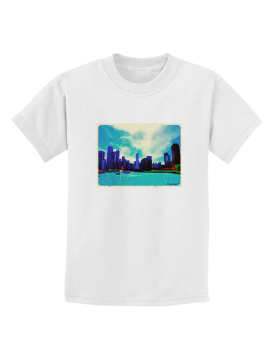 Chicago Skyline Watercolor Childrens T-Shirt-Childrens T-Shirt-TooLoud-White-X-Small-Davson Sales