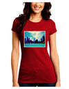 Chicago Skyline Watercolor Juniors Crew Dark T-Shirt-T-Shirts Juniors Tops-TooLoud-Red-Juniors Fitted Small-Davson Sales