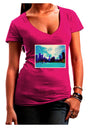 Chicago Skyline Watercolor Juniors V-Neck Dark T-Shirt-Womens V-Neck T-Shirts-TooLoud-Hot-Pink-Juniors Fitted Small-Davson Sales