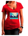 Chicago Skyline Watercolor Juniors V-Neck Dark T-Shirt-Womens V-Neck T-Shirts-TooLoud-Red-Juniors Fitted Small-Davson Sales