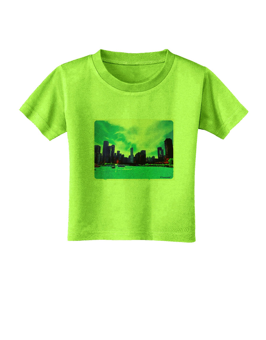 Chicago Skyline Watercolor Toddler T-Shirt-Toddler T-Shirt-TooLoud-White-2T-Davson Sales