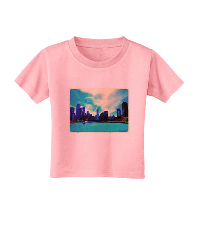 Chicago Skyline Watercolor Toddler T-Shirt-Toddler T-Shirt-TooLoud-Candy-Pink-2T-Davson Sales