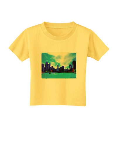 Chicago Skyline Watercolor Toddler T-Shirt-Toddler T-Shirt-TooLoud-Yellow-2T-Davson Sales