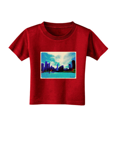 Chicago Skyline Watercolor Toddler T-Shirt Dark-Toddler T-Shirt-TooLoud-Red-2T-Davson Sales