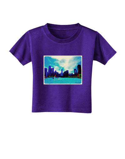 Chicago Skyline Watercolor Toddler T-Shirt Dark-Toddler T-Shirt-TooLoud-Purple-2T-Davson Sales