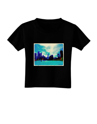 Chicago Skyline Watercolor Toddler T-Shirt Dark-Toddler T-Shirt-TooLoud-Black-2T-Davson Sales