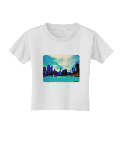 Chicago Skyline Watercolor Toddler T-Shirt-Toddler T-Shirt-TooLoud-White-2T-Davson Sales