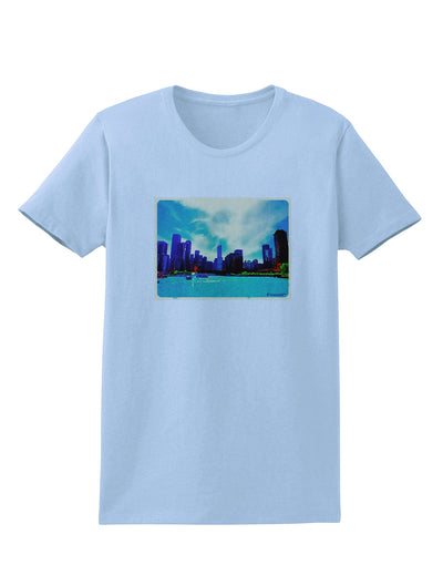 Chicago Skyline Watercolor Womens T-Shirt-Womens T-Shirt-TooLoud-Light-Blue-X-Small-Davson Sales