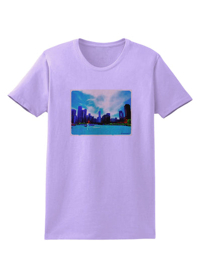 Chicago Skyline Watercolor Womens T-Shirt-Womens T-Shirt-TooLoud-Lavender-X-Small-Davson Sales