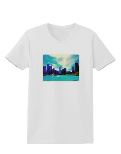 Chicago Skyline Watercolor Womens T-Shirt-Womens T-Shirt-TooLoud-White-X-Small-Davson Sales