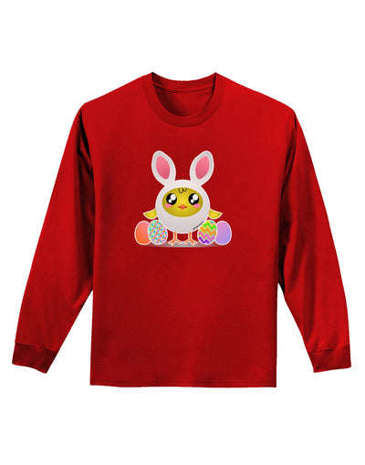 Chick In Bunny Costume Adult Long Sleeve Dark T-Shirt-TooLoud-Red-Small-Davson Sales