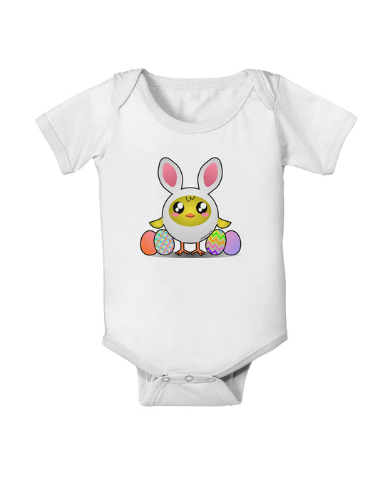 Chick In Bunny Costume Baby Romper Bodysuit-Baby Romper-TooLoud-White-06-Months-Davson Sales