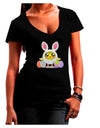 Chick In Bunny Costume Womens V-Neck Dark T-Shirt-Womens V-Neck T-Shirts-TooLoud-Black-Juniors Fitted Small-Davson Sales