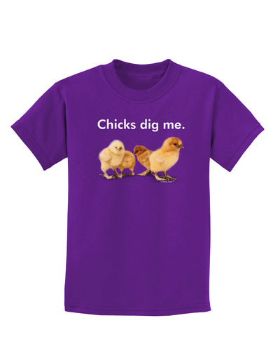 Chicks Dig Me Childrens Dark T-Shirt-Childrens T-Shirt-TooLoud-Purple-X-Small-Davson Sales