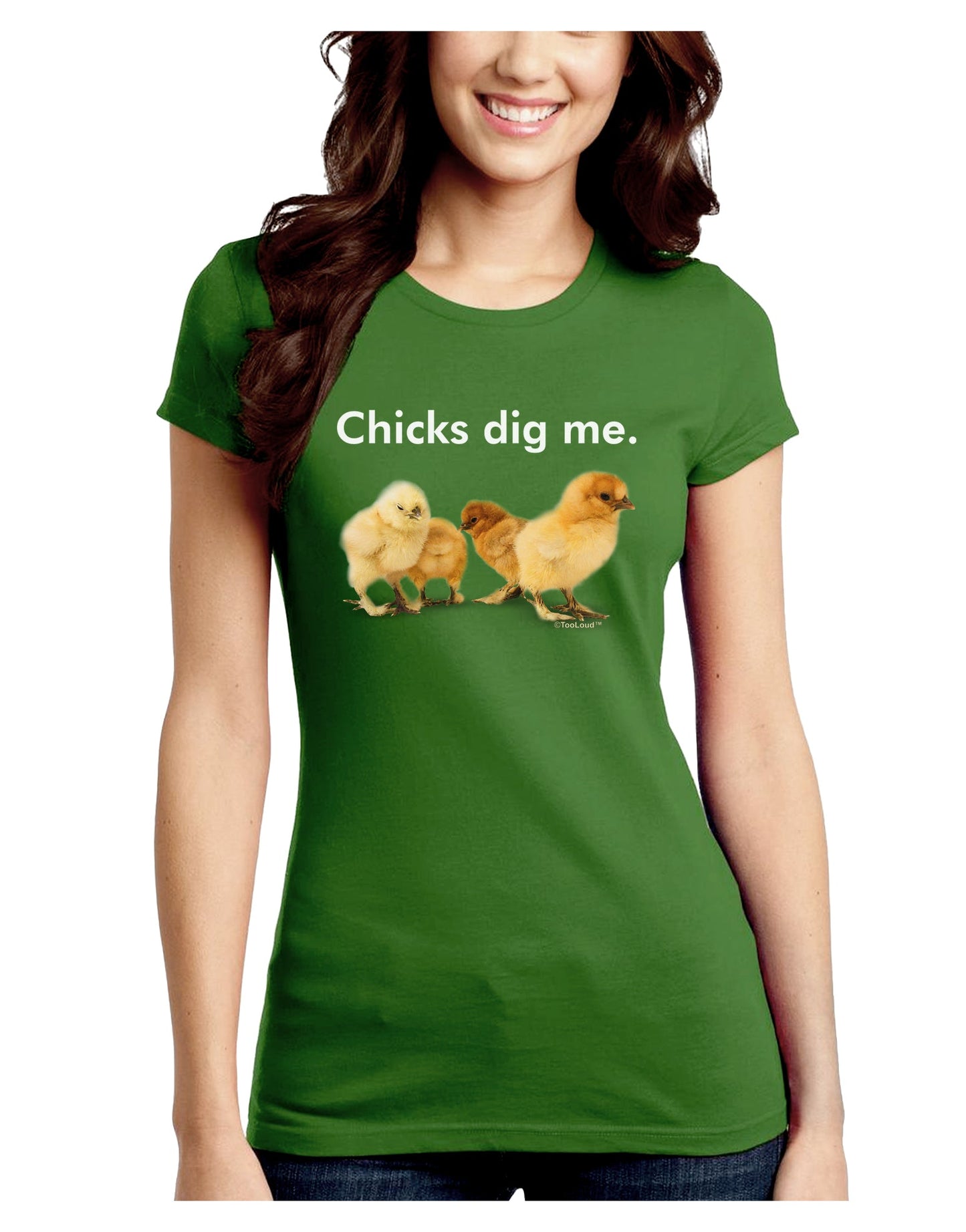 Chicks Dig Me Juniors Petite Crew Dark T-Shirt-T-Shirts Juniors Tops-TooLoud-Kiwi-Green-Juniors Fitted Small-Davson Sales